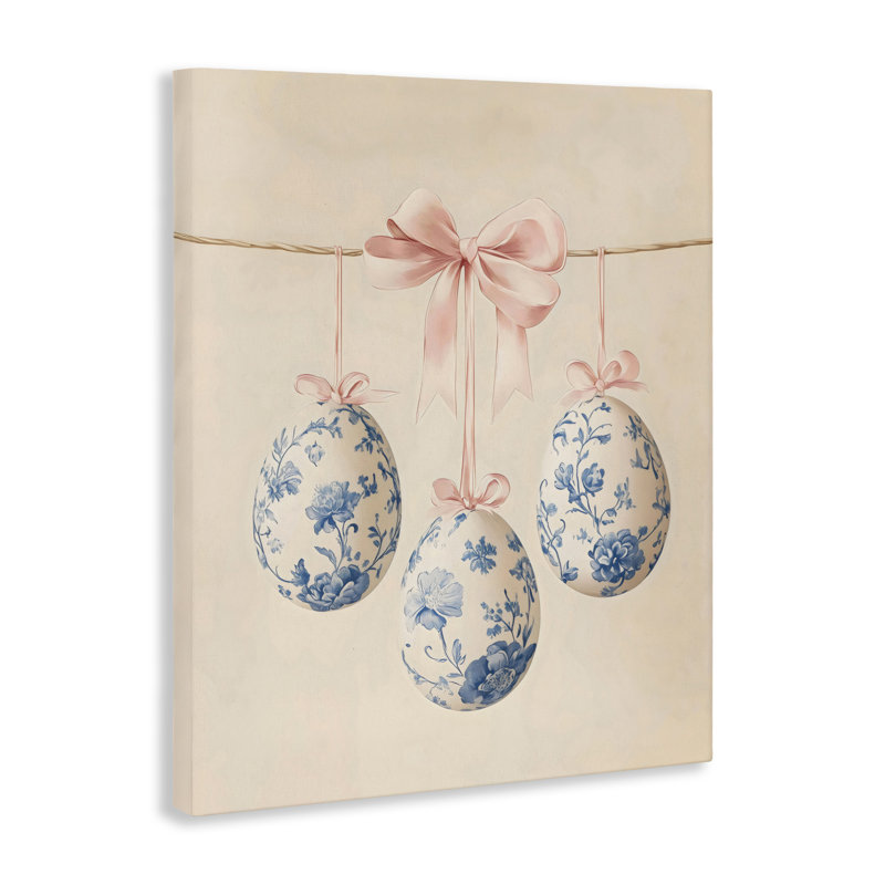 Toile avec œufs de Pâques à motif floral, design par Arlington Prints, H 30 po x l 24 po