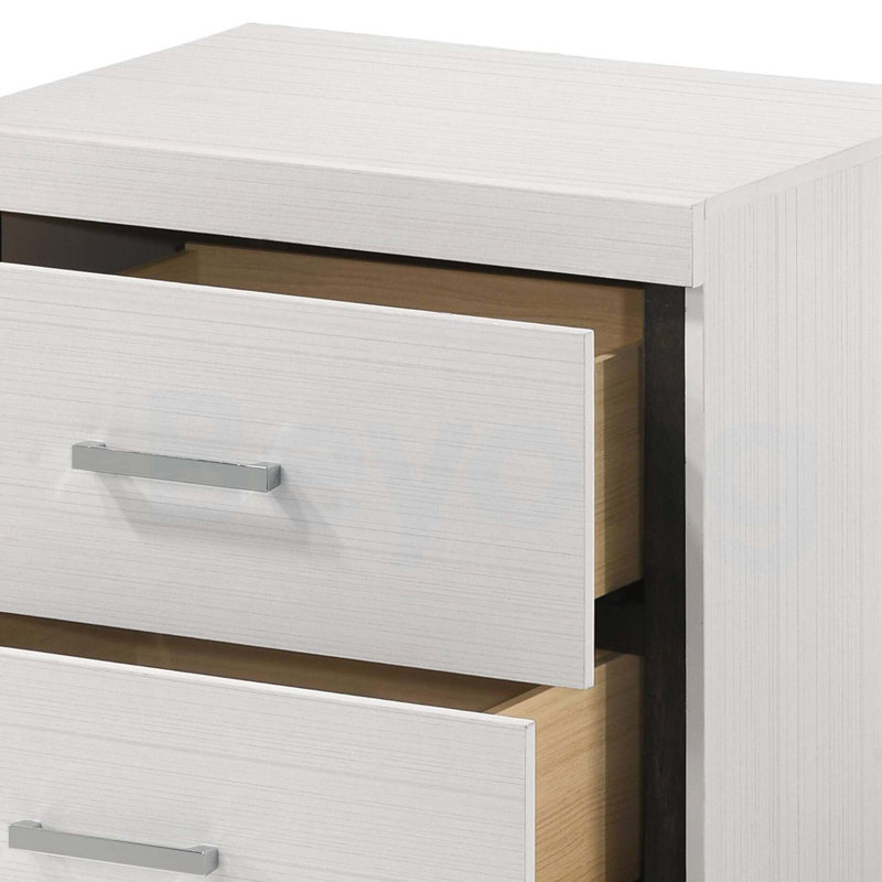 Table de chevet Casilda à finition blanche avec ports USB et tiroir, parfaite pour les chambres à coucher modernes et la recharge pratique.
