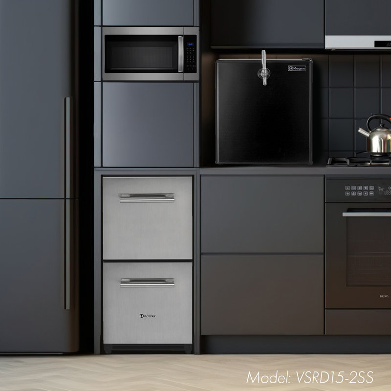 15" Wide Built-in Stainless Steel Two-drawer Refrigerator