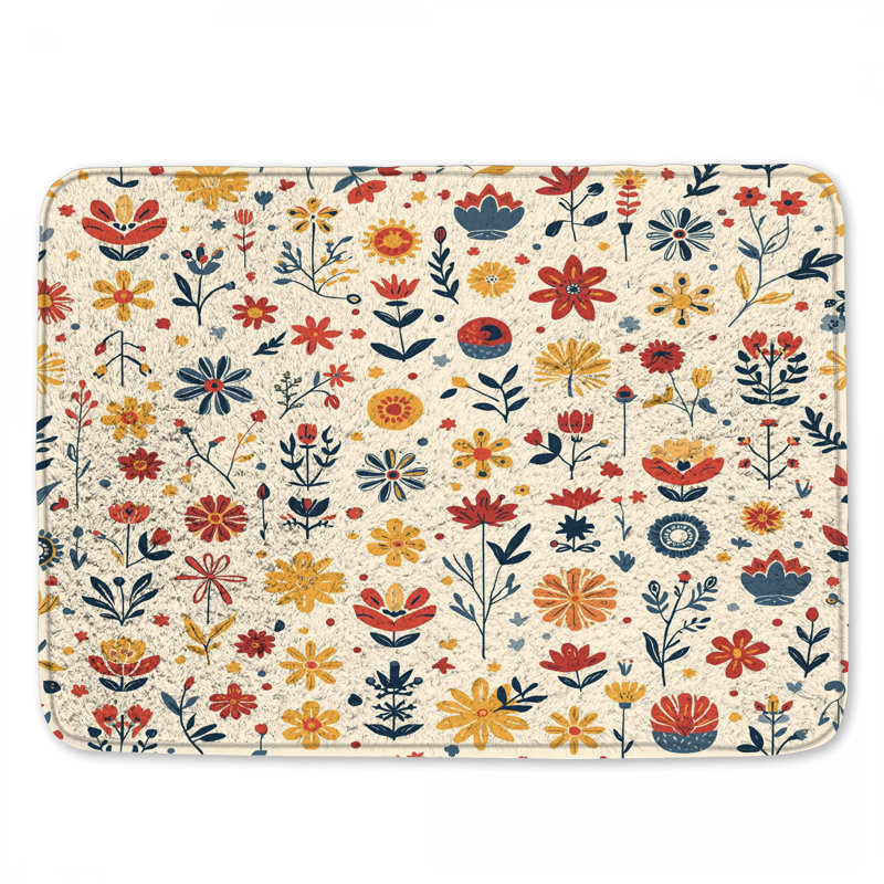 Tapis de bain Floral, L 34 po x L 21 po