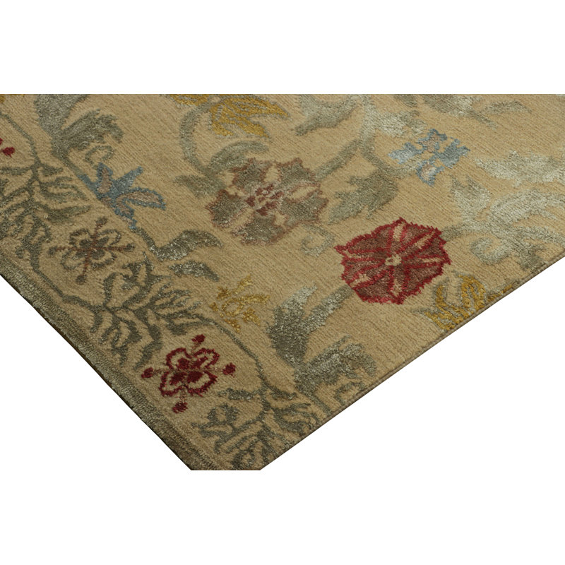 Hand Knotted Silk and Wool Rug