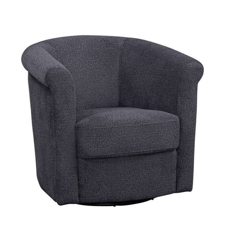 Pinehill Marvel 360 Swivel Barrel Chair, Gloss Boucle Black Caviar