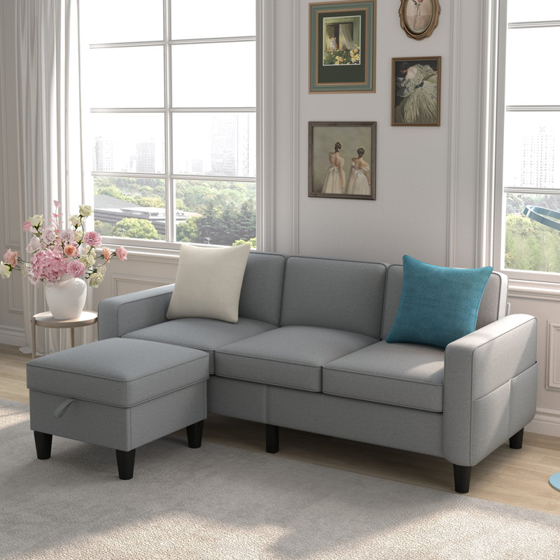 Harkeerat 78" Upholstered Sofa Couch, Gray Linen