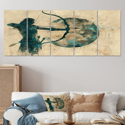 Green Sagittarius Archer Astrology Cosmic Journey - Astronomy Sagittarius Canvas Wall Art Set
