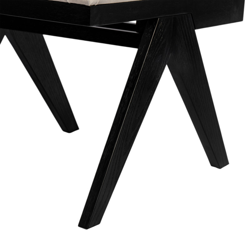 Black Solid Wood and Cane Upholstered Side Chair Set