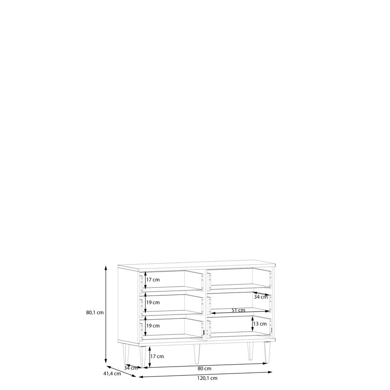 6 Drawer Horizontal Double Dresser