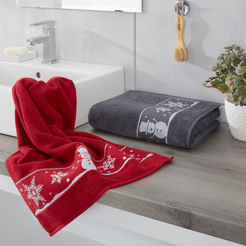 Snowman 3 Piece Towel Bale, Garnet