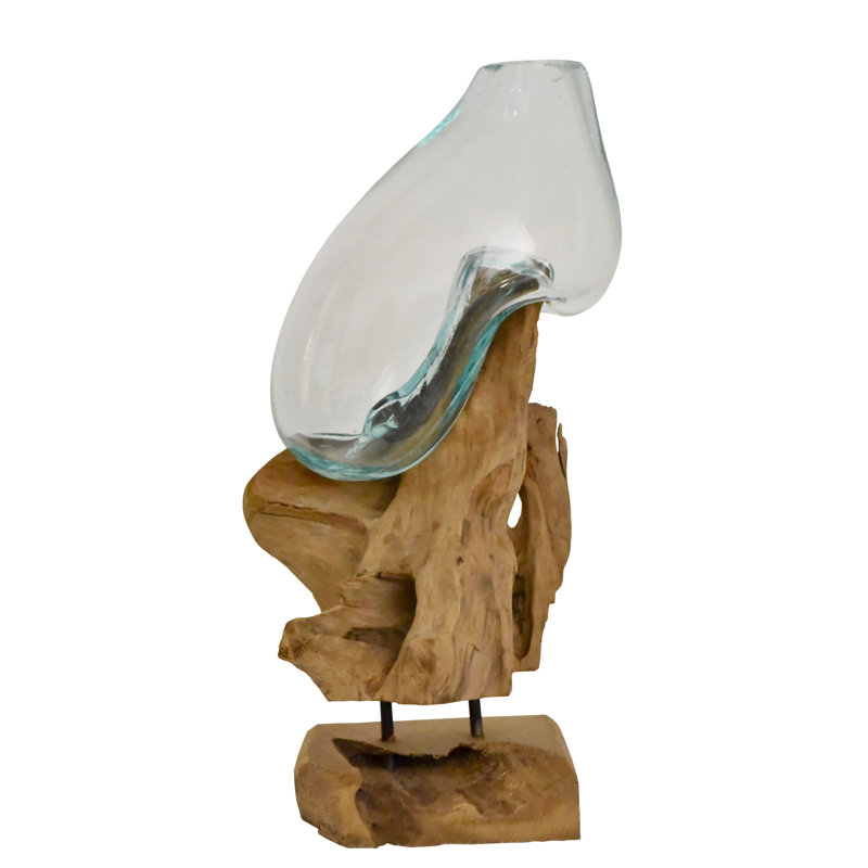 Sculpture en verre fondu debout Ley, H 15 po x l 8 po x P 8 po