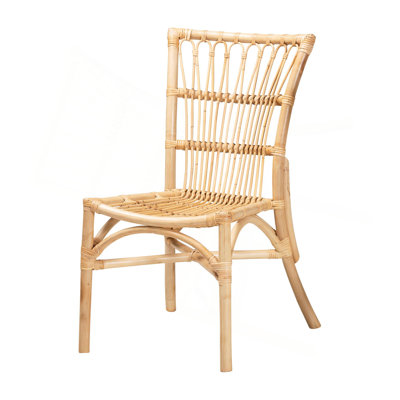 Chaise de salle à manger moderne moderne bohémien en rotin brun naturel