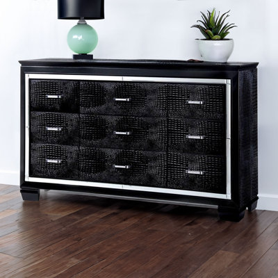 Maylyn Crocodile Textured 9 Drawer Standard Dresser by Everly Quinn