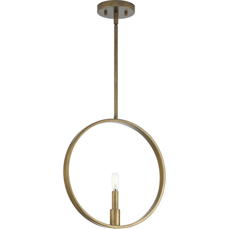 Luminaire suspendu géométrique de style bougie à 1 lumière Bibiano, Bronze vieilli