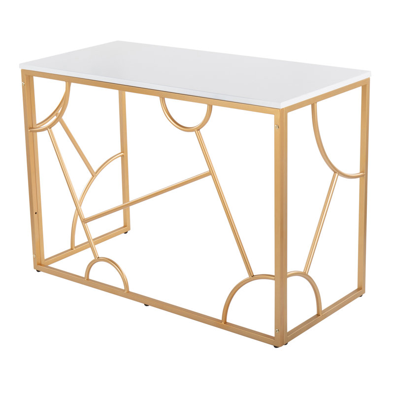 Bureau contemporain en métal et bois, Blanc