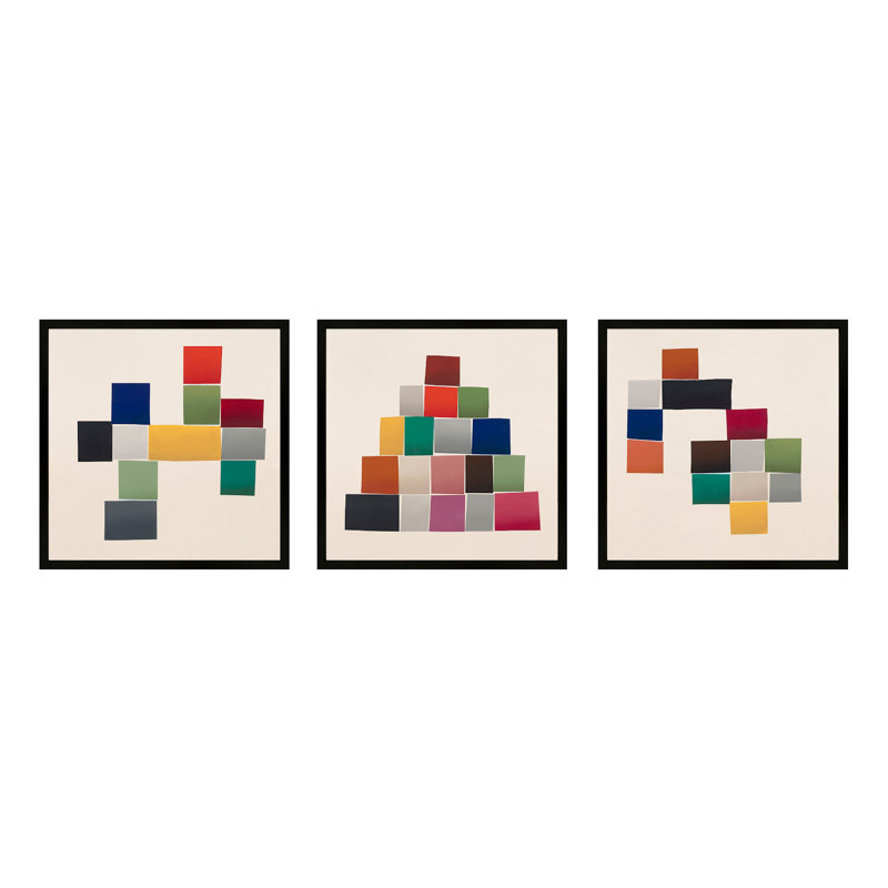 Joyaux. Ensemble de 3 par Lee Lessem - Art mural encadré, Cadre noir, H 24 po x l 24 po x P 1,25 po