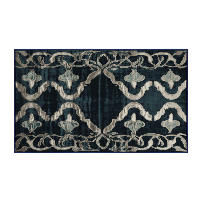 Machine Washable Blue Area Rug, Rectangle 8' x 10'