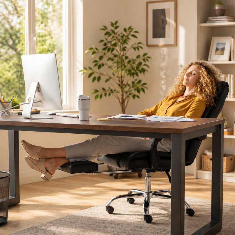 Chaise de bureau de direction réglable en hauteur avec repose-pieds