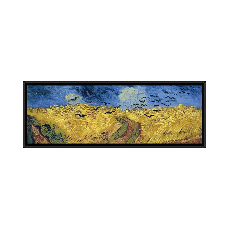 «Wheatfield with Crows 1890» par Vincent Van Gogh, impression sur toile, H 12 po x l 36 po x P 1,5 po, Toile avec cadre noir