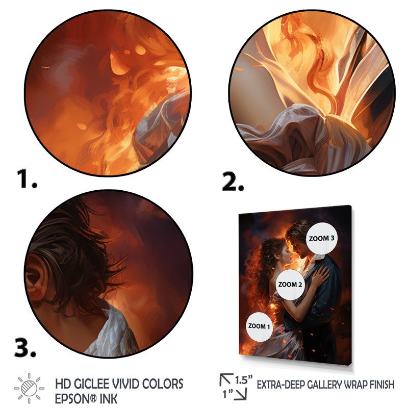 Amour Romantic Dancing Couple II - Portrait romantique, art mural, Cadre doré simple, H 44 po x l 34 po x P 1,5 po