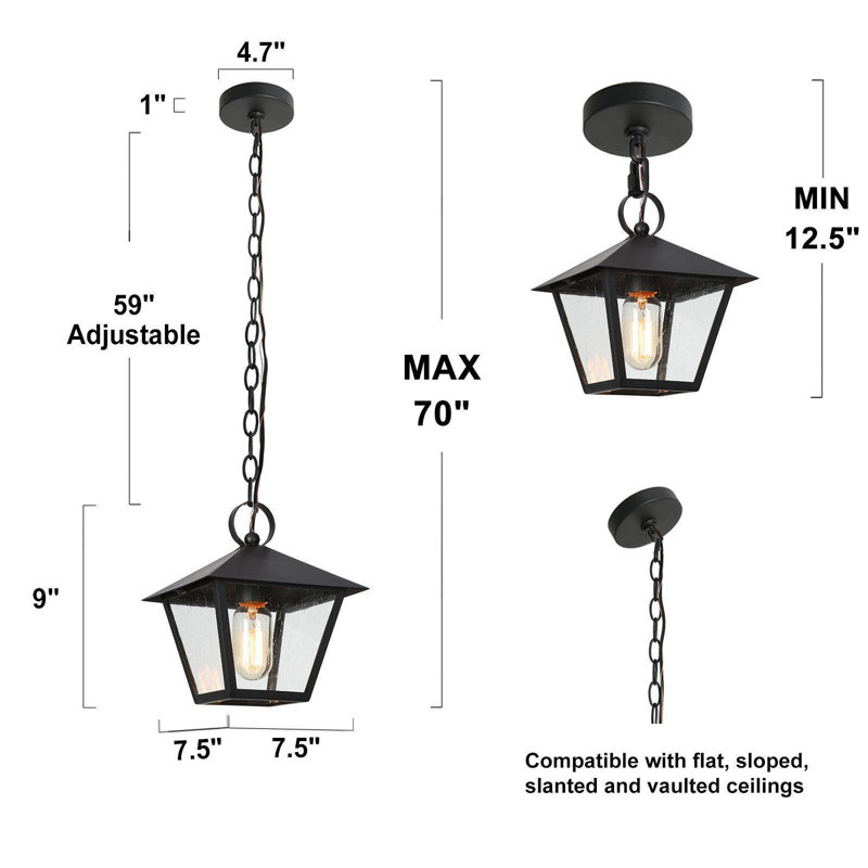 Cintron Modern Black 1-Light 9" H Outdoor Hanging Pendant