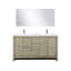 Ensemble de meuble-lavabo double en acacia rustique l 60 po x P 20 po, plateau en quartz blanc, ensemble de robinets en or rose et miroir de 55 po-1999088008-1999088009