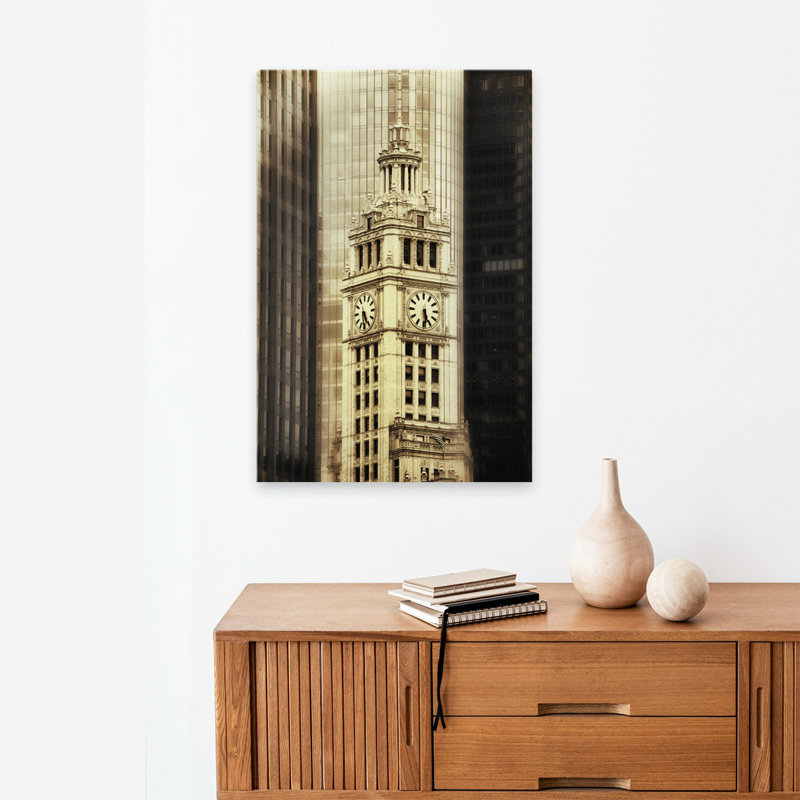 Chicago Wrigley, paysage urbain, photographie, art rétro, H 24 po x l 16 po