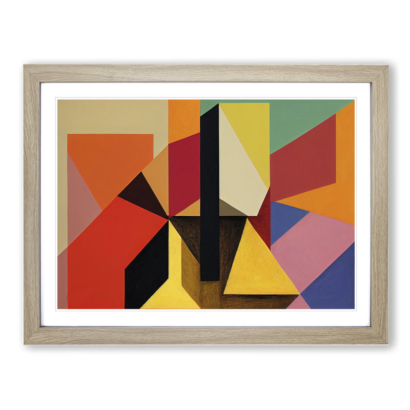 XH1022-8673X Suprematism Abstract Art Vol.4 - Single Picture Frame Painting, 34cm H x 46cm W x 2cm D, Oak
