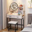 Ensemble de coiffeuse avec miroir, station de charge et support pour sèche-cheveux-1429723613