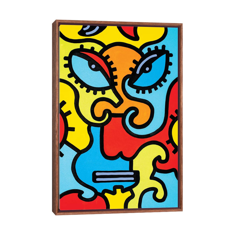 Shanghai Mask by Billy The Artist - Print on Canvas, Classic Brown Wood Framed, 152.5 cm H x 101.5 cm W