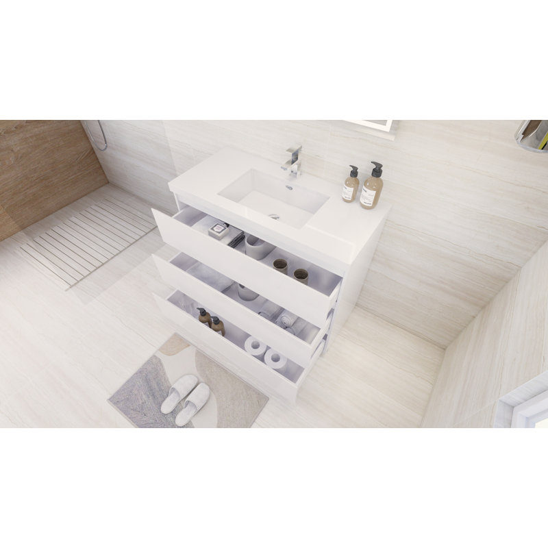Ensemble de meuble-lavabo simple 42 po Ayele, Blanc ultrabrillant