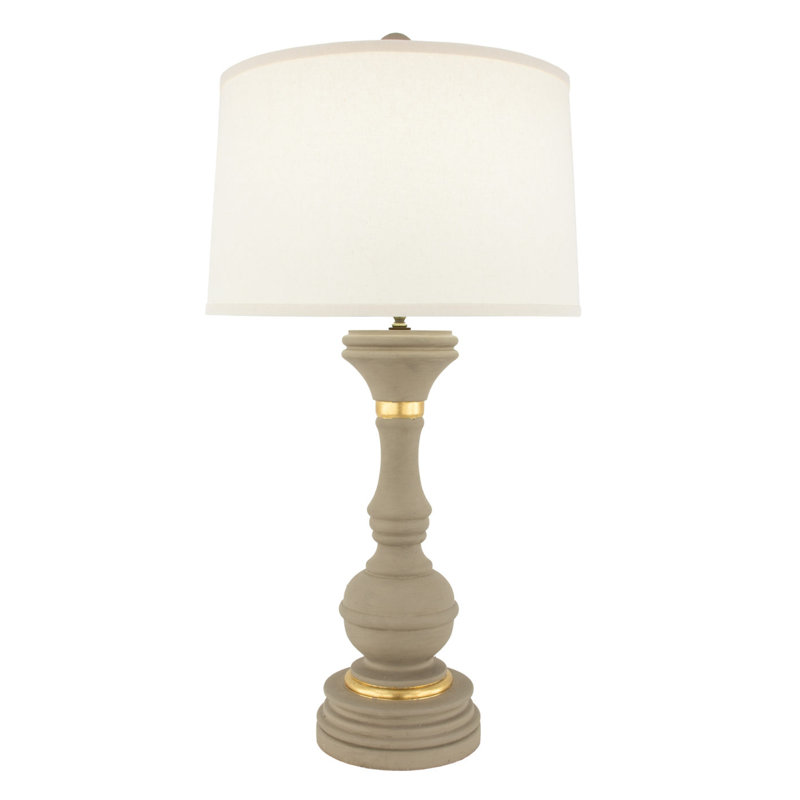 Canaan Table Lamp, Dark Taupe/Gold Leaf, Off White