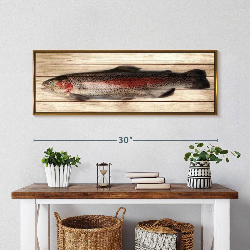 Trout, Floating Frame Gold, 31" X 11"