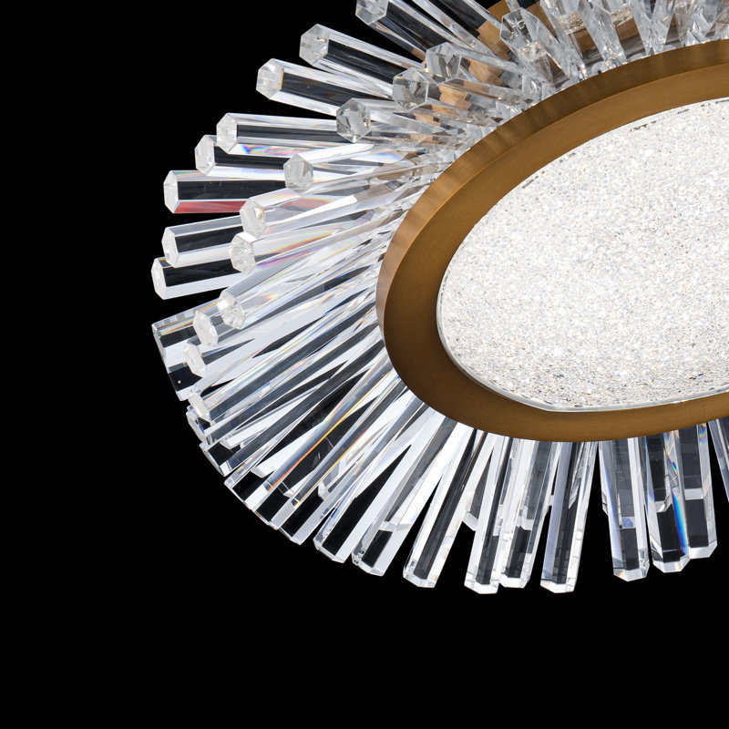 Benediction 1 Light Crystal LED Flush Mount, Aged Brass
