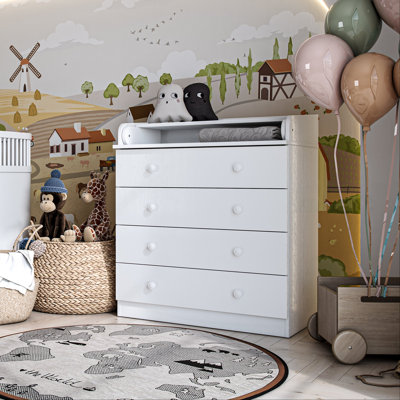 80cm Wide 4-Drawer Baby Changing Table with Folding Changing Top