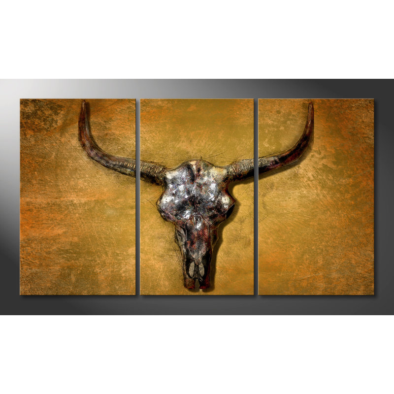 Texas Buffalo Wall Art Set on Canvas, 100 cm H x 180 cm W, 3 Piece Canvas Set