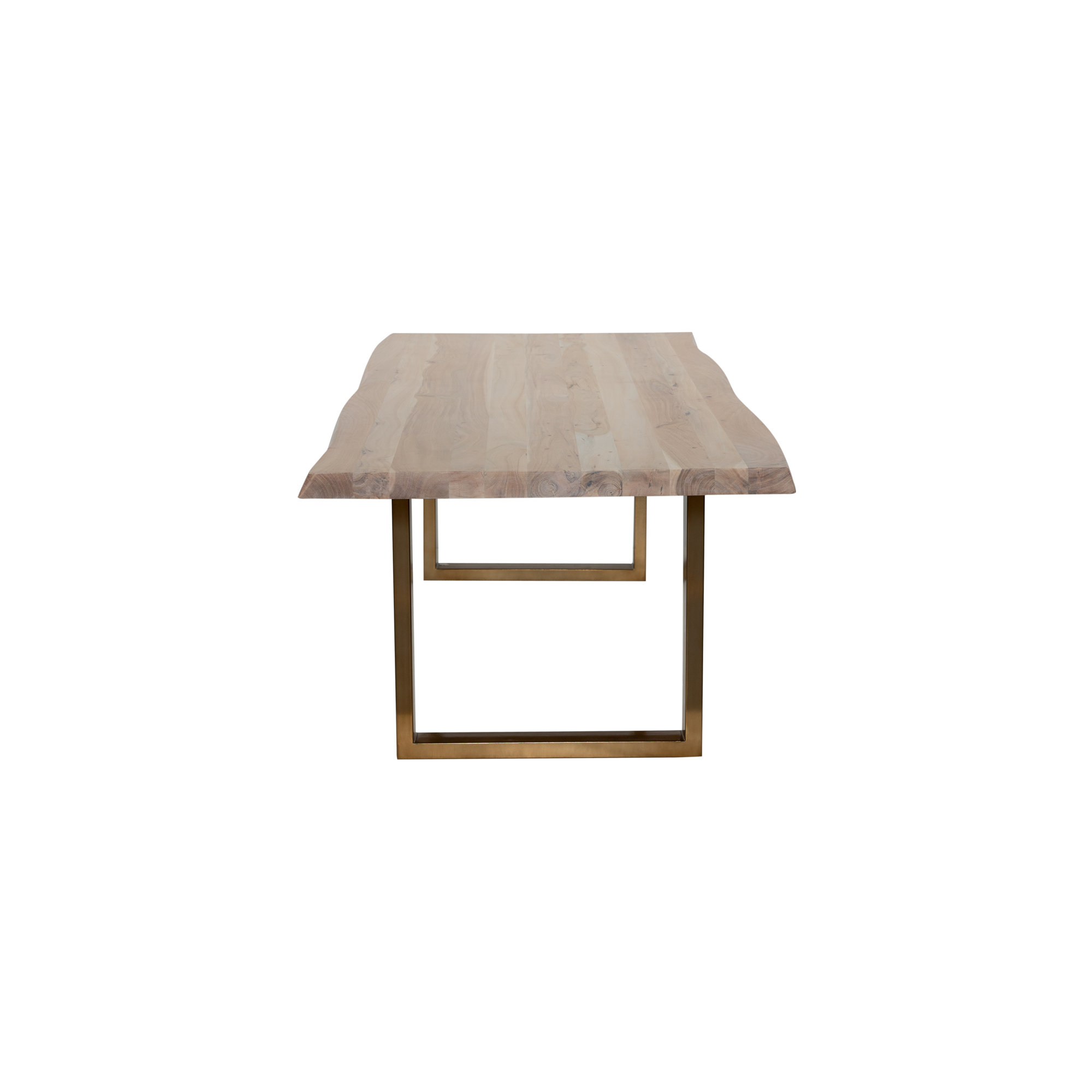 Colin Dining Table, White Wash, 29.75"H x 79"L x 40"W, Brass