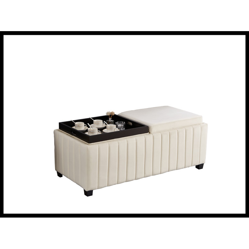 Banc de rangement en velours Joshan