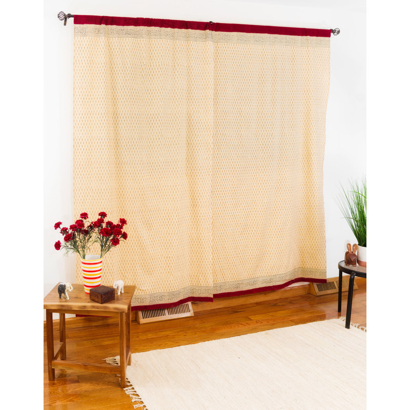 Rideau obscurcissant 100% coton Belview Bagru Buti, Rouille, brun clair