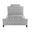 Lit double moderne en gris - Revêtement en polyfibre et base en bois (solide et composite)