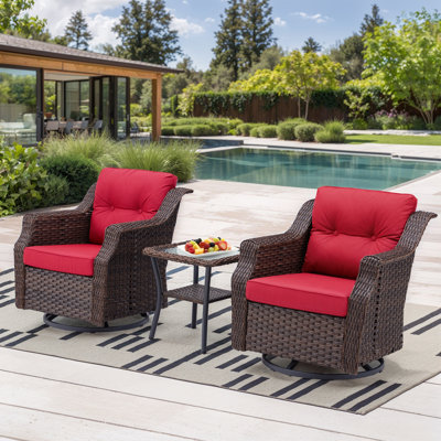 2 - Person Oversized Swivel Rocker Outdoor Seating Group With Cushions