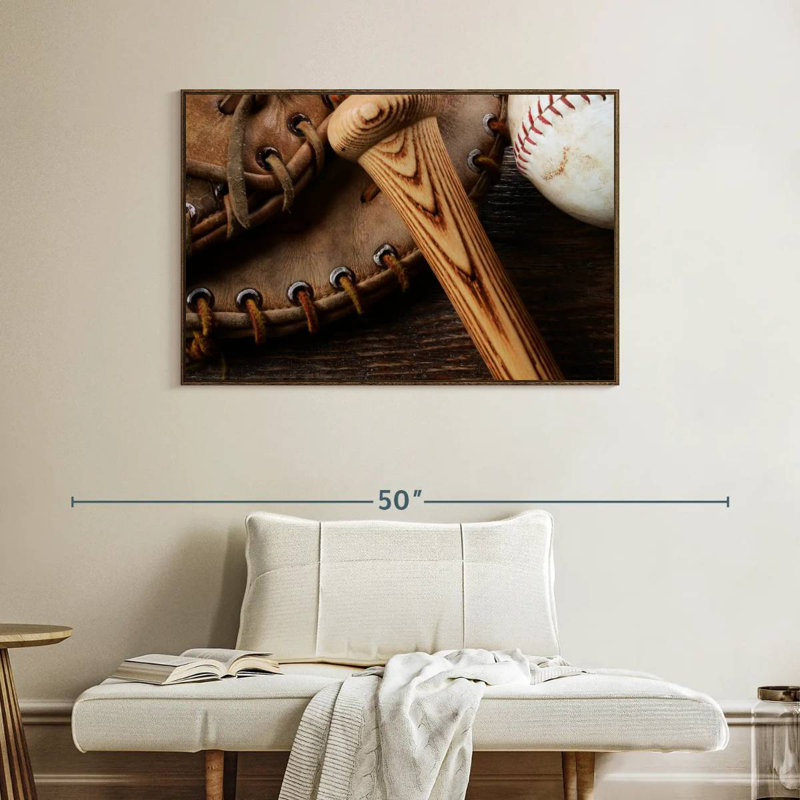 Old Old Baseball Stuff, Cadre flottant en noyer, 40 po x 27 po
