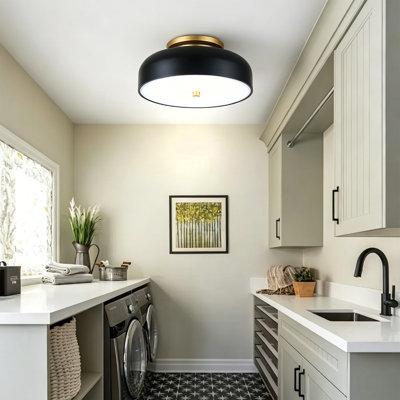 LED outdoor ceiling mount, with black finish and acrylic shade, 5 CCT adjustable