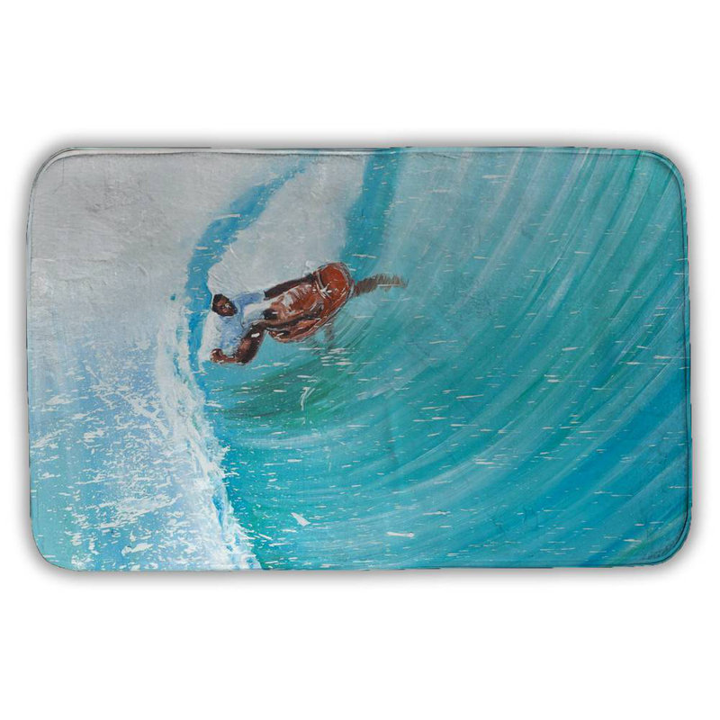Surfer in the middle of the wave Bath Mat with Non-Slip Backing - Quick Dry Memory Foam Bathroom Rug - Absorbent - Modern Plush Spa-Style - Machine Washable