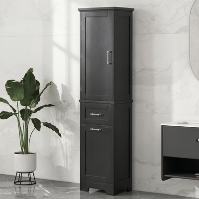 2-Drawer Freestanding Linen Cabinet With Adjustable Shelves