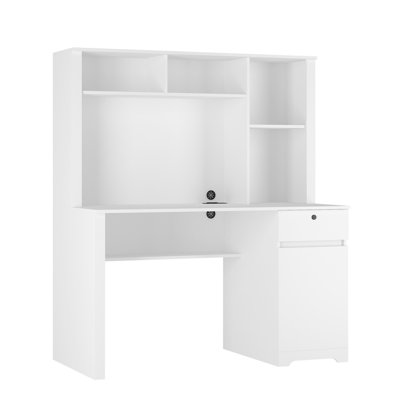 Bureau moderne blanc avec charge, 3 prises de courant alternatif, 2 ports pour la maison d'affaires et prises de courant, installation de travail productif
