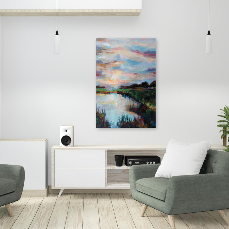 Blue And Bogs Ease Art, 36" H x 24" W