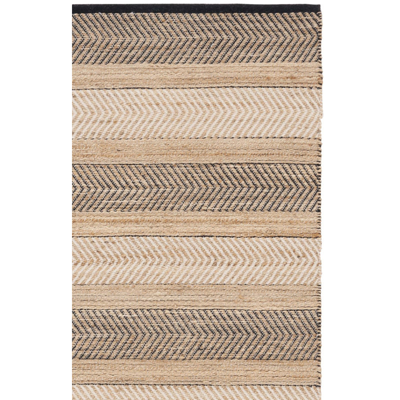 Natural Fiber 329 Hand Woven Jute/Cotton Chevron Rug in Natural/Black, Rectangle 3' x 5'