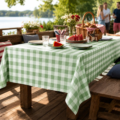 Nappe PEVA imperméable Buffalo Gingham avec envers en flanelle, repas intérieur et extérieur
