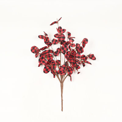 Branche de décorations en tissu écossais artificiel 14 "pour remplisseur de vase, jets à longue tige de ferme, décoration de table de bureau de maison de vacances d'hiver