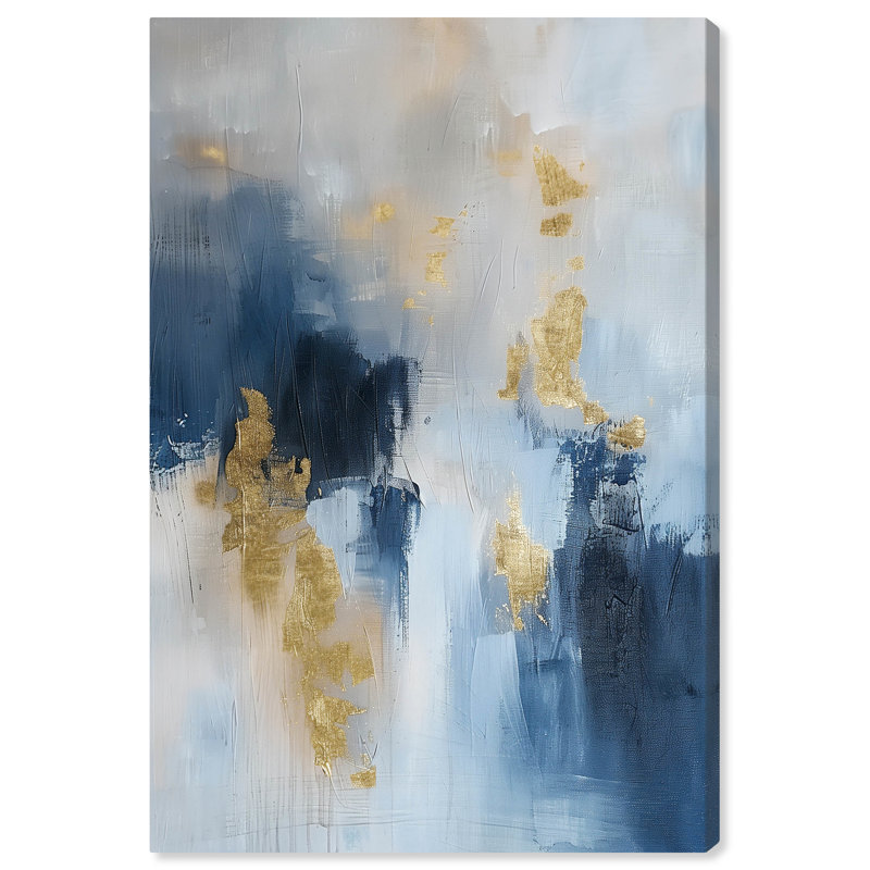 Morning Dew Blue Abstract Wall Art by Art Remedy, 54" H x 36" W, Wrapped Canvas