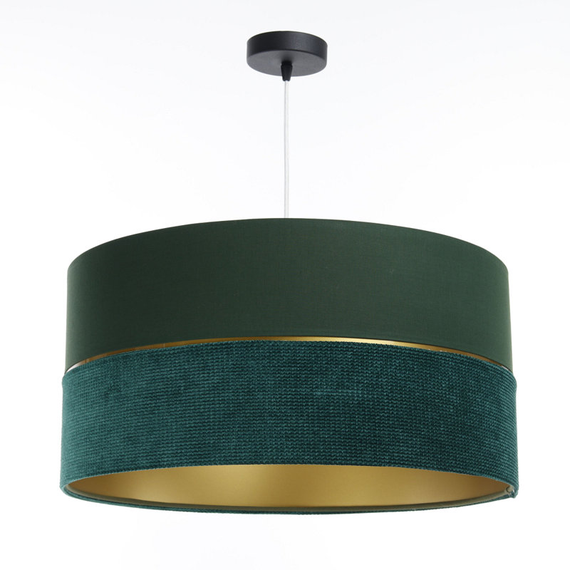 Roncy 1 - Light Drum Pendant, 102cm H x 40cm W x 40cm D, Green/Gold