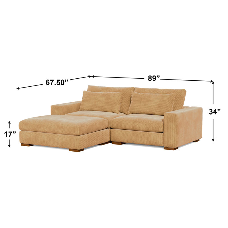 Accoudoirs modulaires de 89 po Belrose, Velours mangue